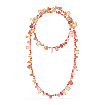 swarovski gema necklace  extra long  multicolored  gold tone plated